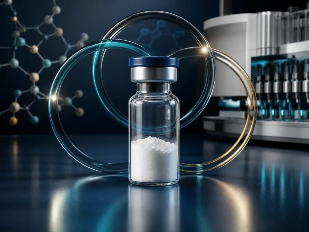 Retatrutide Peptide research peptide powder in laboratory vial