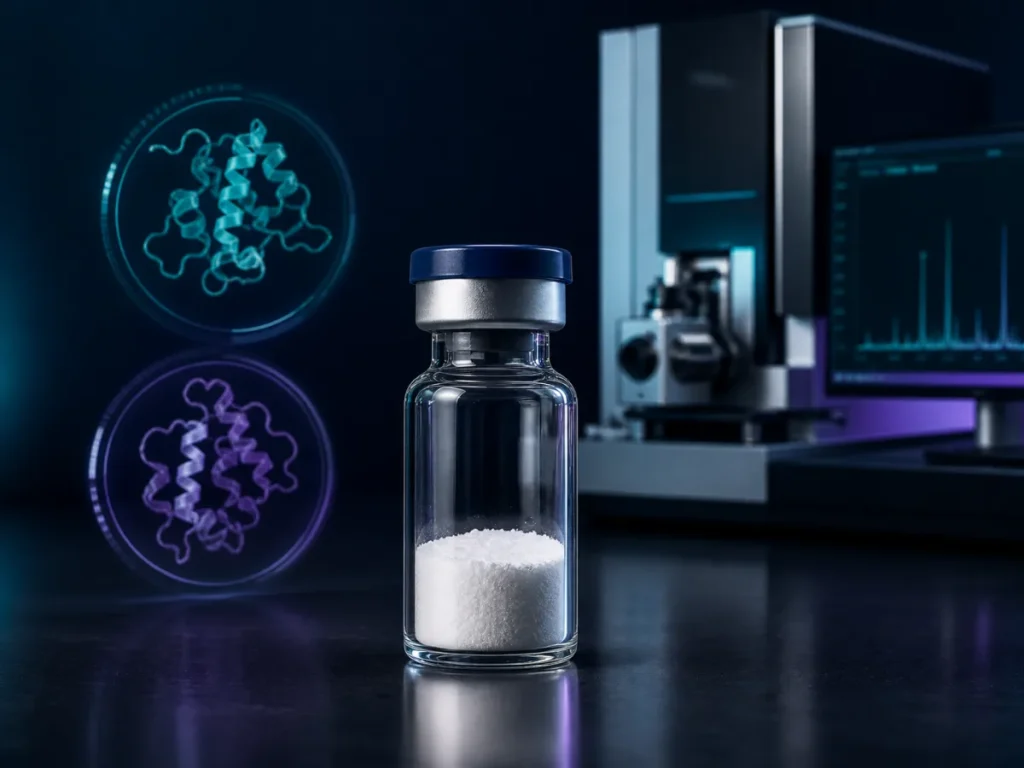 Tirzepatide Peptide research peptide powder in laboratory vial